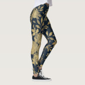 Elegant Gold Rozen Floral Navy Blue Design Leggings (Rechts)