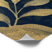 Elegant Gold Rozen Floral Navy Blue Design Poster (Hoek)
