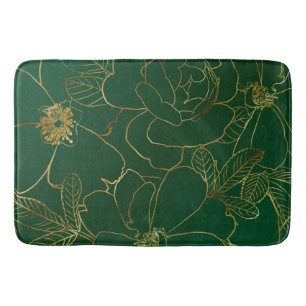 Elegant Gold Rozen Floral Tekening groen ontwerp Badmat