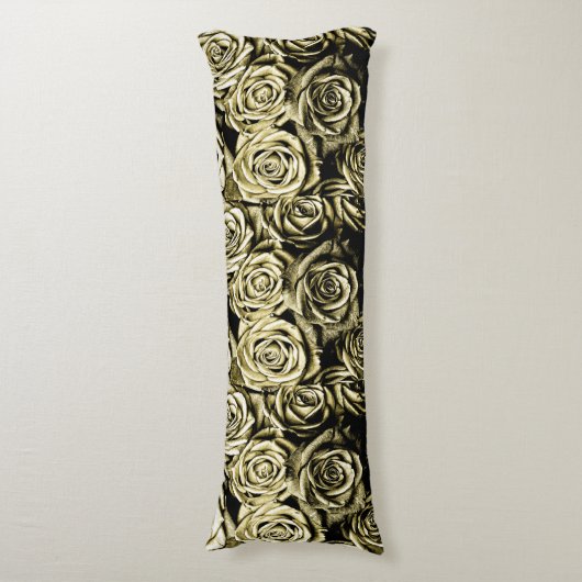 Elegant Gold Rozen Lichaamskussen (Voorkant Verticaal)