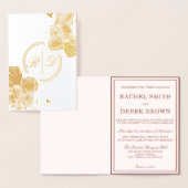 Elegant Gold Rozen Monogram Weddenschap Real Folie Kaarten (Display)