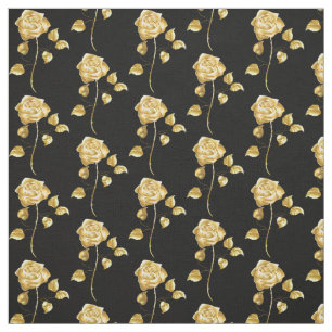 Elegant Gold-Rozen op zwarte achtergrond Stof