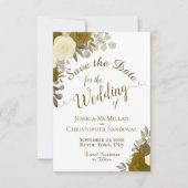 Elegant Gold Rozen Waterverf Floral Boho Wedding Save The Date (Voorkant)