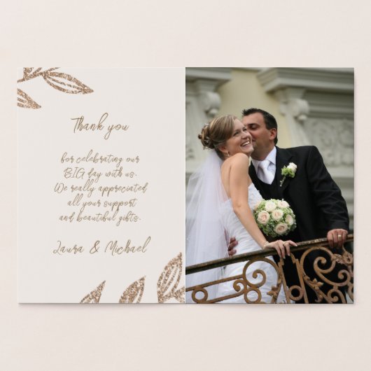 Elegant Gold Rozen Weddenschap Hartelijk dank Folie Kaarten (Binnen)