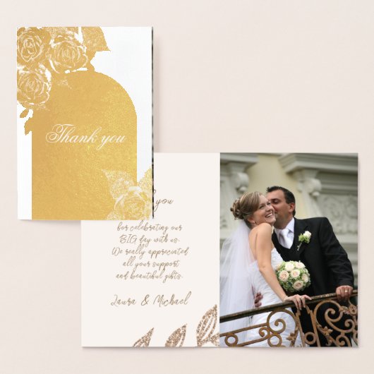 Elegant Gold Rozen Weddenschap Hartelijk dank Folie Kaarten (Display)