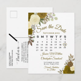 Elegant Gold Rozen Wedding Save the Date Calendar Aankondigingskaart