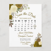 Elegant Gold Rozen Wedding Save the Date Calendar Aankondigingskaart (Voorkant)
