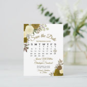 Elegant Gold Rozen Wedding Save the Date Calendar Aankondigingskaart (Staand voorkant)