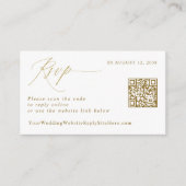 Elegant Gold RSVP QR Code Weduwantwoord Informatiekaartje (Voorkant)