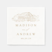 Elegant Gold Rustic Barn - persoonlijk huwelijk Servet (Voorkant)