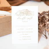 Elegant Gold Rustic Barn Wedding Meal Choice RSVP Kaartje