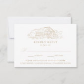 Elegant Gold Rustic Barn Wedding Meal Choice RSVP Kaartje (Voorkant)