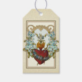 Elegant Gold Sacred Heart Jesus Floral Religy Cadeaulabel (Voorkant)