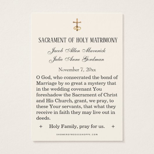 Elegant Gold Sacred Heart Jesus Weddenschap Heilig Visitekaartje (Achterkant)