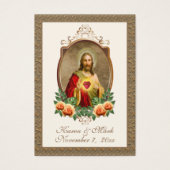 Elegant Gold Sacred Heart Jesus Weddenschap Heilig Visitekaartje (Voorkant)