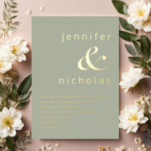 Elegant Gold Sage Green Ampersand Wedding