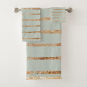 Elegant Gold Sage Green Bath Towel Set Bad Handdoek (Insitu)