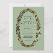Elegant Gold Sage Green Greenery Leaves Wedding Kaart (Voorkant)