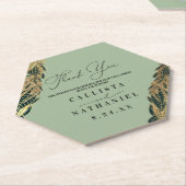 Elegant Gold Sage Green Greenery Leaves Wedding Kartonnen Onderzetters (Schuin)