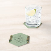 Elegant Gold Sage Green Greenery Leaves Wedding Kartonnen Onderzetters (Insitu)