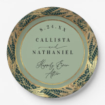 Elegant Gold Sage Green Greenery Leaves Wedding