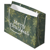 Elegant Gold Sage Green Snowflakes Merry Kerstry Groot Cadeauzakje (Voorkant Gekanteld)