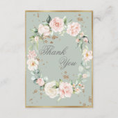 Elegant Gold Sage Green Waterverf Floral Wedding Bedankkaart (Voorkant)