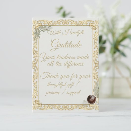 Elegant Gold Sage Holiday Thank You card Bedankkaart (Staand voorkant)