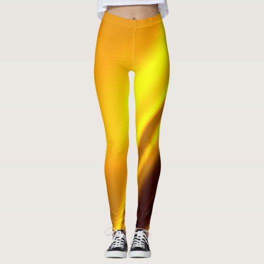 Elegant Gold Satin Faux textuur Leggings (Voorkant)