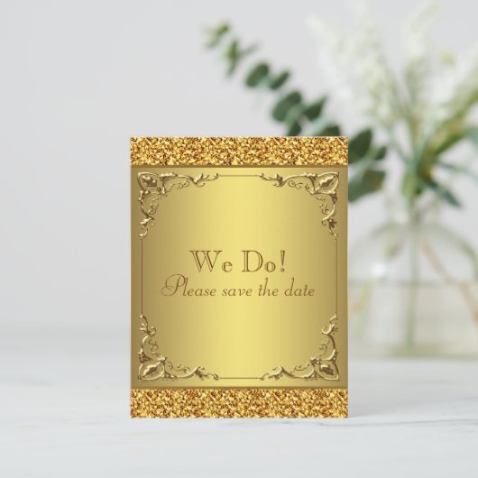 Elegant Gold Save the Date (Staand voorkant)