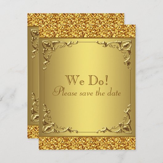 Elegant Gold Save the Date (Voorkant / Achterkant)