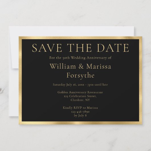 Elegant Gold Save the Date 50th Jubileum Card (Voorkant)
