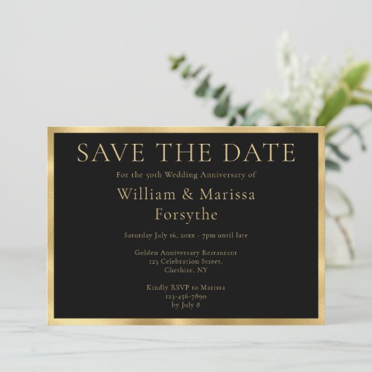 Elegant Gold Save the Date 50th Jubileum Card (Staand voorkant)