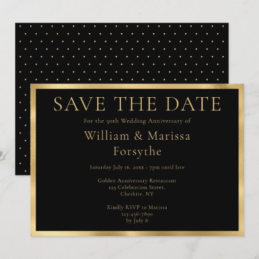 Elegant Gold Save the Date 50th Jubileum Card (Voorkant / Achterkant)