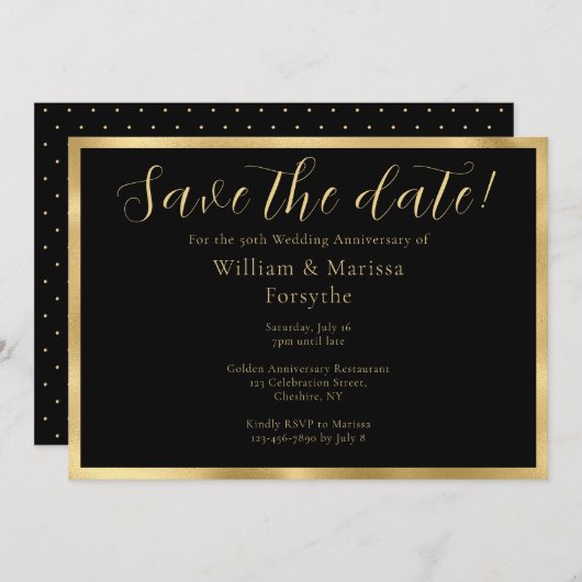 Elegant Gold Save the Date 50th Jubileum Card (Voorkant / Achterkant)