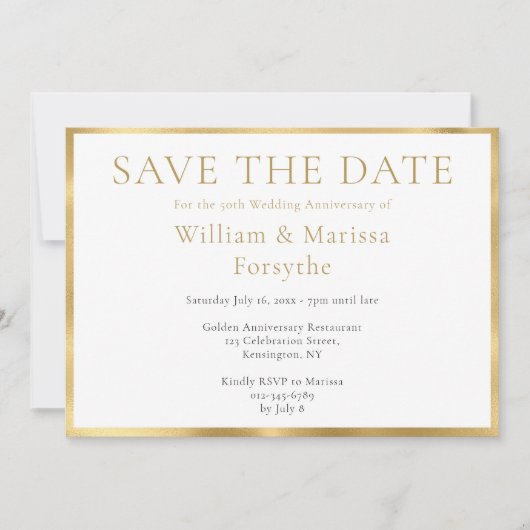 Elegant Gold Save the Date 50th Jubileum Card (Voorkant)