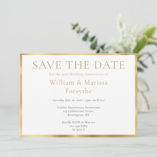 Elegant Gold Save the Date 50th Jubileum Card (Staand voorkant)