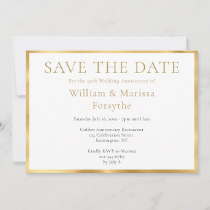 Elegant Gold Save the Date 50th Jubileum Card