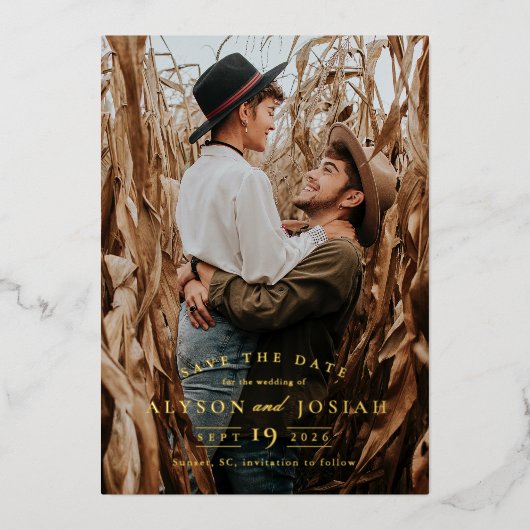 Elegant Gold Save the Date Folie Uitnodiging (Voorkant)