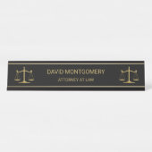 Elegant Gold Scales of Justice Lawyer Black Bureau Naambordje (Voorkant)