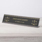 Elegant Gold Scales of Justice Lawyer Black Bureau Naambordje (Voorkant)