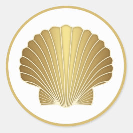 Elegant Gold Scallop Shell Ronde Sticker