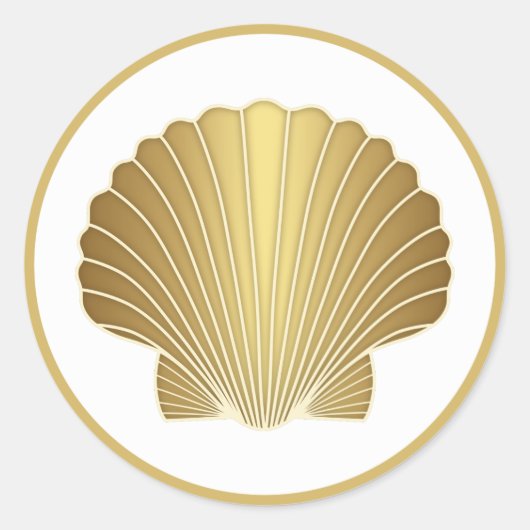 Elegant Gold Scallop Shell Ronde Sticker (Voorkant)