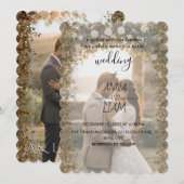 Elegant Gold Scalloped Photo Wedding Invitation Kaart (Voorkant / Achterkant)