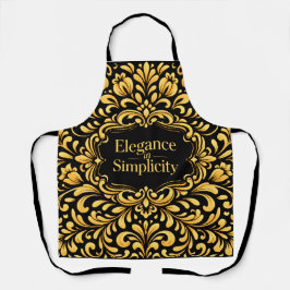 Elegant Gold Scandinavian Floral Pattern Schort