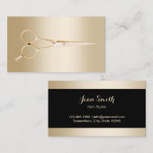 Elegant Gold Scissor Hair Stylist Visitekaartje (Voorkant / Achterkant)