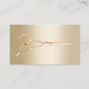 Elegant Gold Scissor Hair Stylist Visitekaartje