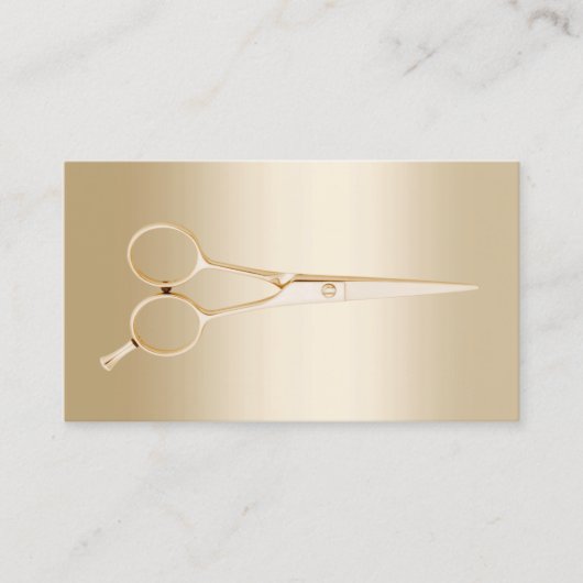 Elegant Gold Scissor Hair Stylist Visitekaartje (Voorkant)