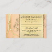 Elegant Gold Scissors Peach Hair Stylist Afsprakenkaartje (Achterkant)