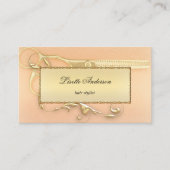 Elegant Gold Scissors Peach Hair Stylist Afsprakenkaartje (Voorkant)